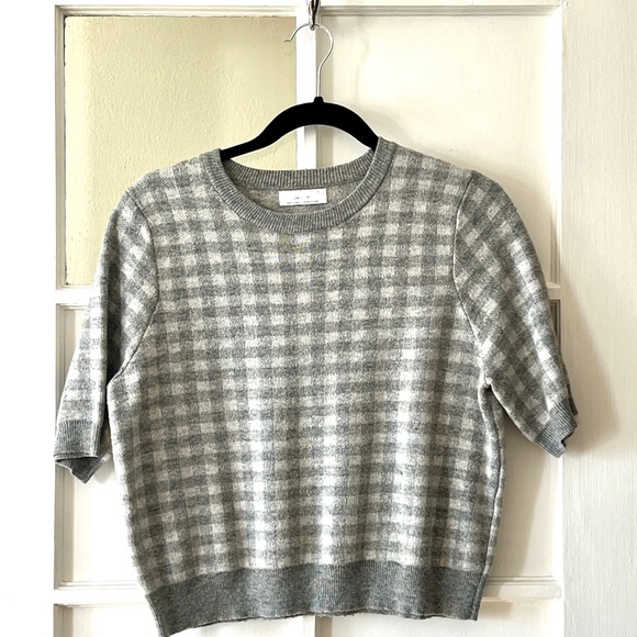 OAK + FORT Sweaters - Oak + Fort Medium Short Sleeve Checkered Sweater